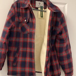 Wenven Men’s Flannel Jacket Zip Up Fleece Sherpa Heavy Lined Shirt